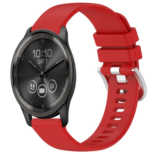 For Garmin VivoMove Trend Liquid Glossy Silver Buckle Silicone Watch Band(Red) by bashfashion