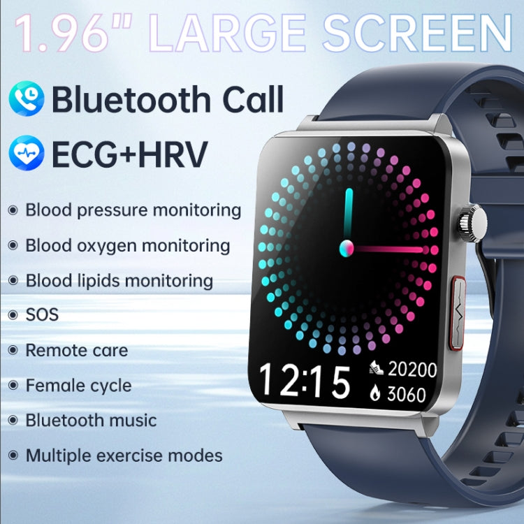 KS03 Pro 1.96 inch Color Screen Smart Watch, Support Bluetooth Call / Health Monitoring(Silver Blue) by bashfashion
