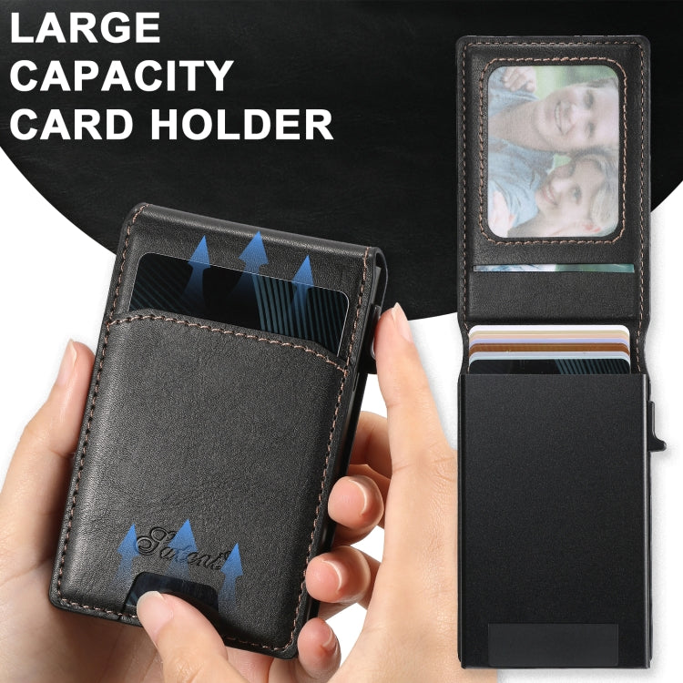 For Google Pixel 6a Suteni H19 Oil Wax 2-in-1 MagSafe Removable Card Box Back Phone Case(Black) by Suteni