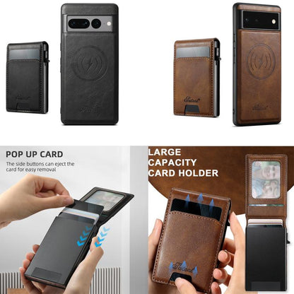 For Google Pixel 10 Suteni H19 Oil Wax 2-in-1 MagSafe Removable Card Box Back Phone Case(Black) by Suteni