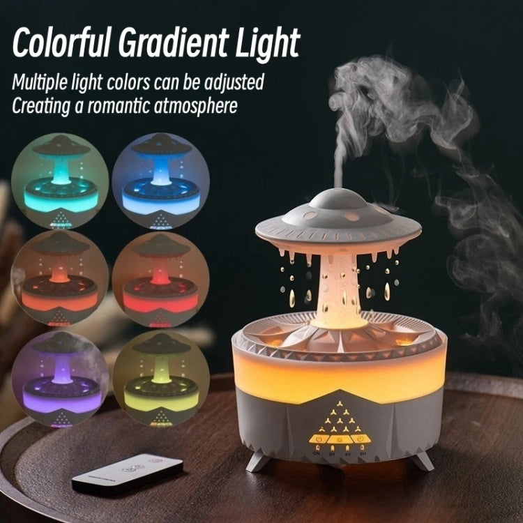 UFO Water Drop Aromatherapy Humidifier Desktop Remote Control Diffuser, Plug: US Plug(Wood Grain) by bashfashion