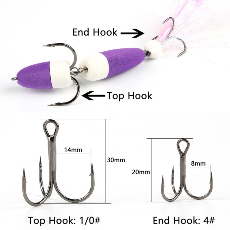 W.P.E PMG-M Foam Hook Soft Worm Bait Three Anchor Hook Fake Lures, Size: M(02) by W.P.E