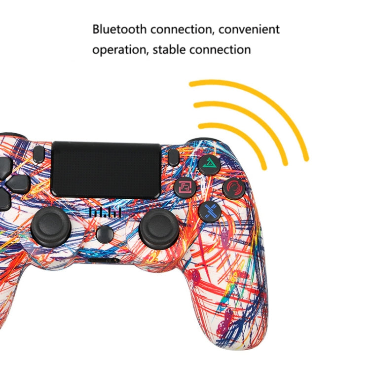 For PS4 Wireless Bluetooth Game Controller With Light Strip Dual Vibration Game Handle(Cloud) by bashfashion