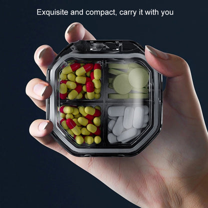 Portable Mini Compartmentalized Sealed Pill Box Weekly Morning And Evening Pill Capsule Dispensing Box, Style: 4 Grids Gray by bashfashion