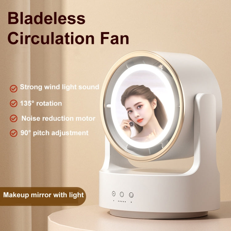 3 In 1 Multifunctional Desktop Fan with LED Light Cosmetic Mirror USB Plug Non-Oscillating by bashfashion