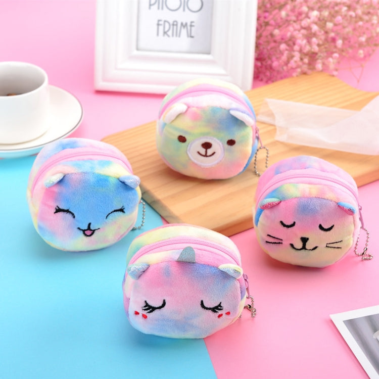 Mini Colorful Round Plush Coin Purse Lipstick Data Cable Portable Bag, Style: Rabbit by bashfashion