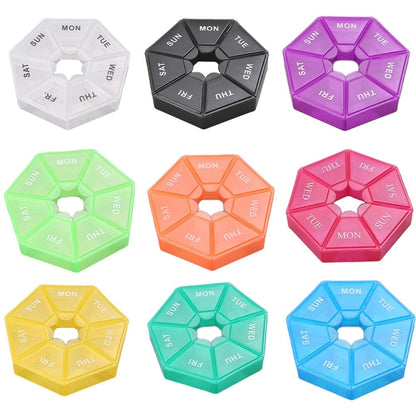 2pcs Portable Transparent Moisture-Proof Weekly 7-grids Pill Storage Box(White) by bashfashion