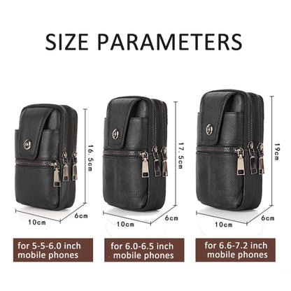 KUNQITIAN Mobile Phone Waist Bag Belt Leather Case With Shoulder Strap, Size: M(Black) by KUNQITIAN