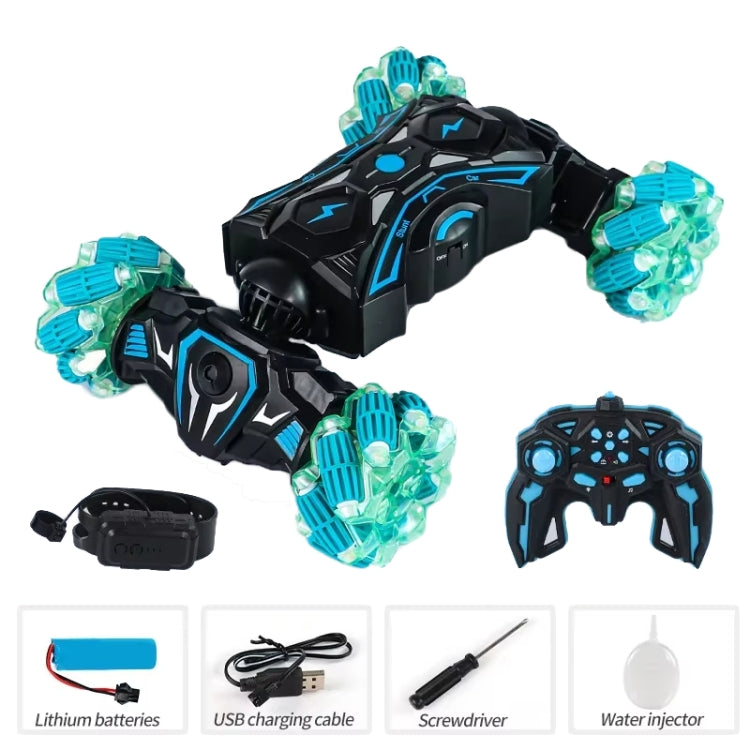 2.4G Spray RC Car Gesture Sensor Music Lights Twist Stunt Drift Car Double Side Driving Buggy Toy, Color: Handle+Watch RC Green by bashfashion