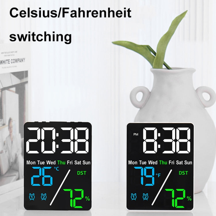 Multifunctional Temperature / Humidity Display Electronic Alarm Clock, Color: Three-color White by bashfashion