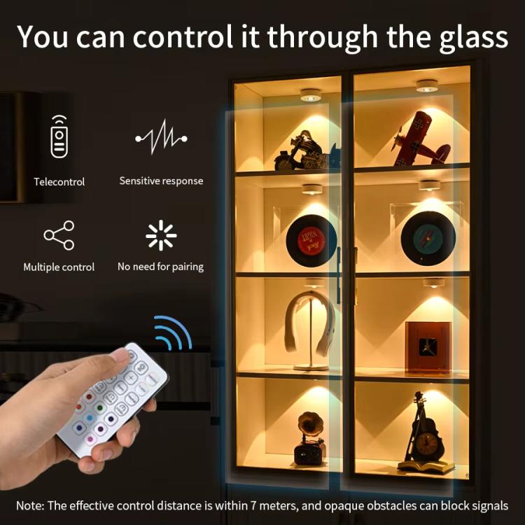 Tri-color Magnetic Puck Light Rechargeable LED Under Cabinet Light With Remote Control by bashfashion