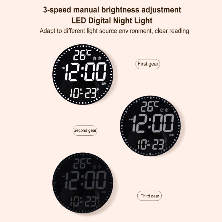 11.6-Inch RGB Wall Clock With Remote Control Multi-Functional Alarm Clock Bamboo+Bamboo by bashfashion