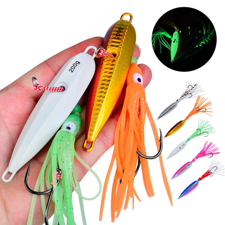 60G PROBEROS LF159 Luminous Bearded Squid Hook Slow Cranking Road Runner Iron Plate Bionic False Bait(B) by PROBEROS