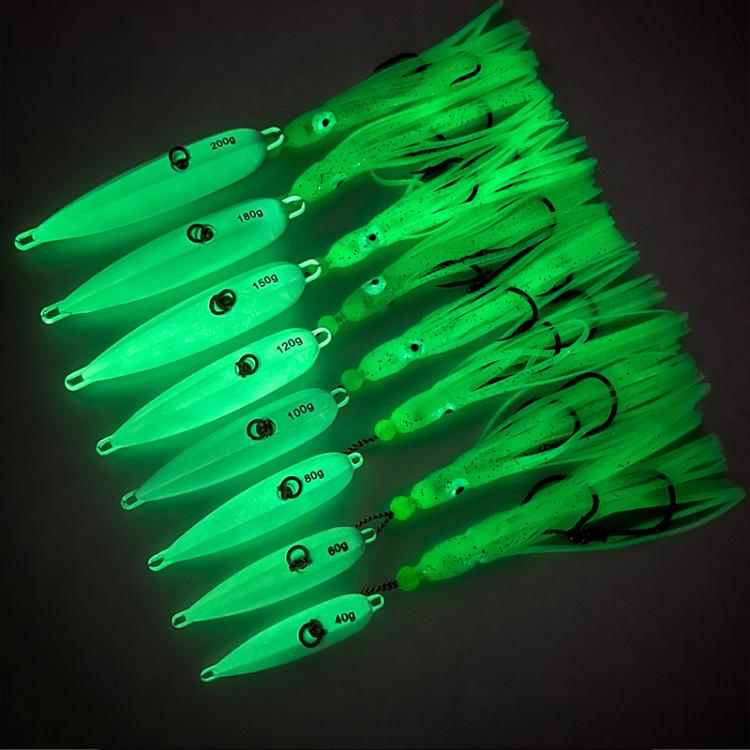 60G PROBEROS LF159 Luminous Bearded Squid Hook Slow Cranking Road Runner Iron Plate Bionic False Bait(B) by PROBEROS