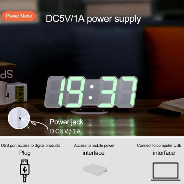 RGB Color Changing 3D Digital Clock With Voice Control, Adjustable Brightness, Temperature Display & Remote, Spec: Ordinary White by bashfashion