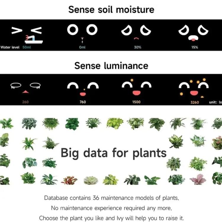 Smart Plant Pot With Multi-Sensors WiFi Plant Monitor With 2-Inch Screen Compatible With Mi/Tuya Home Ecosystem(Purple) by bashfashion