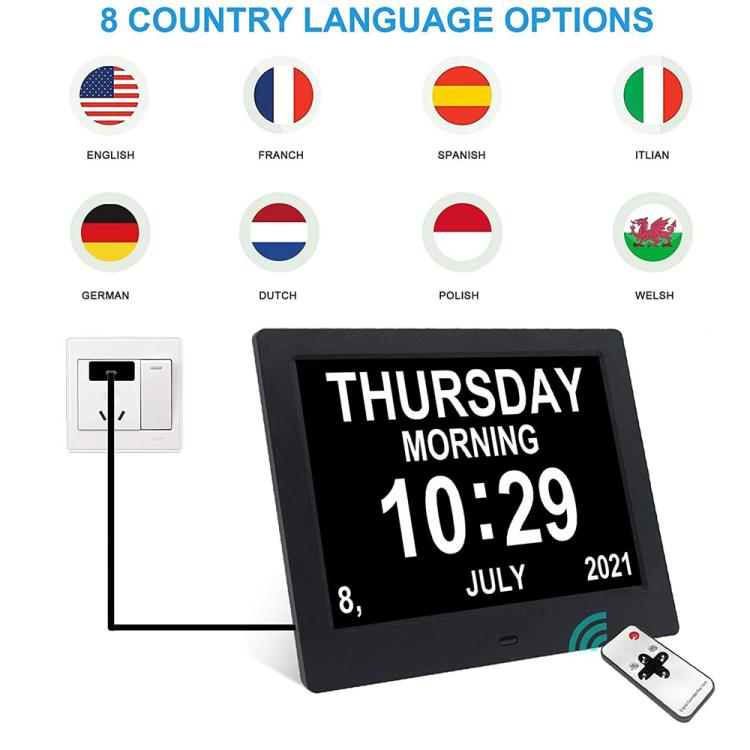 10-Inch Digital Clock With Voice Time Announcement, Auto DST Adjustment, 20 Custom Alarms, 8 Medication Reminders AU Plug Black by bashfashion