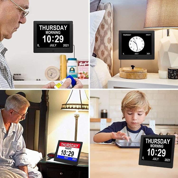 10-Inch Digital Clock With Voice Time Announcement, Auto DST Adjustment, 20 Custom Alarms, 8 Medication Reminders AU Plug White by bashfashion